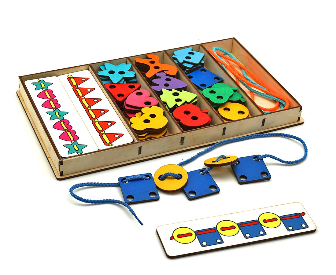 Большой шнуровальный набор (72дет.+плашки-повторяшки)