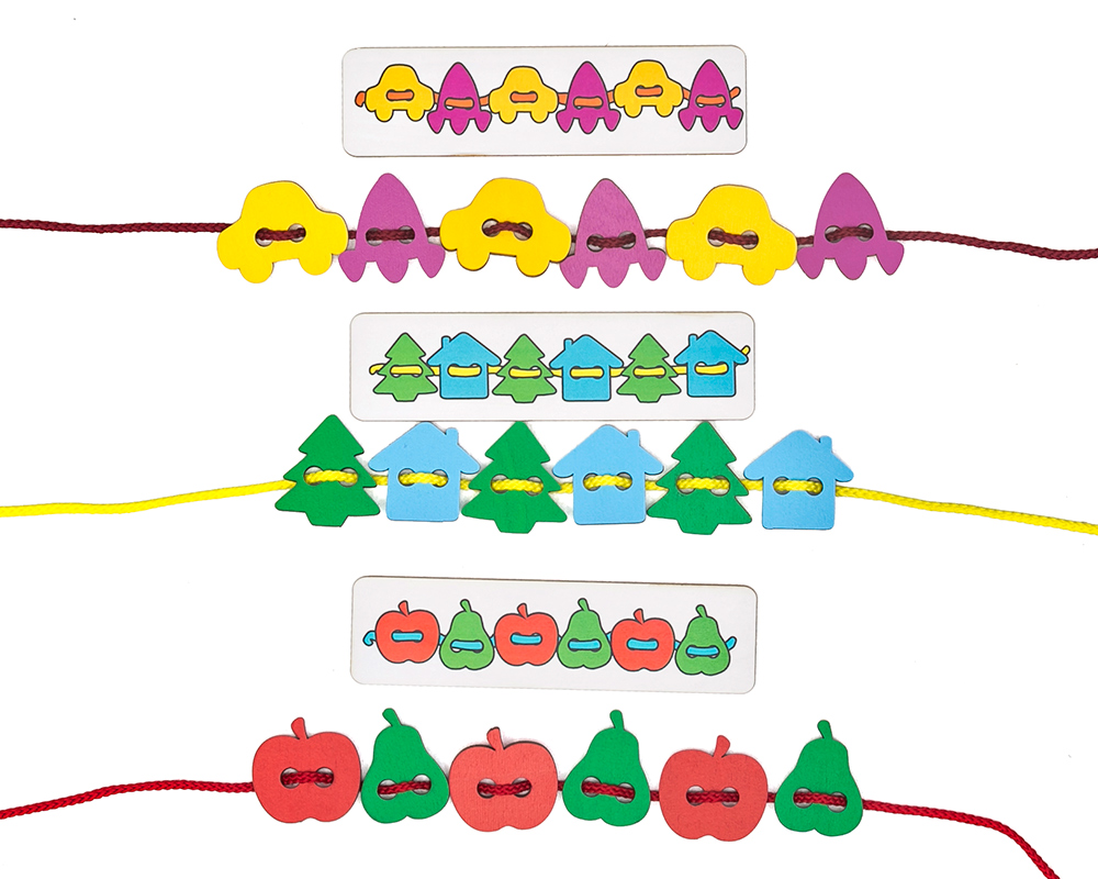 Большой шнуровальный набор (72дет.+плашки-повторяшки)