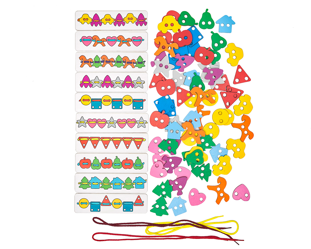 Большой шнуровальный набор (72дет.+плашки-повторяшки)